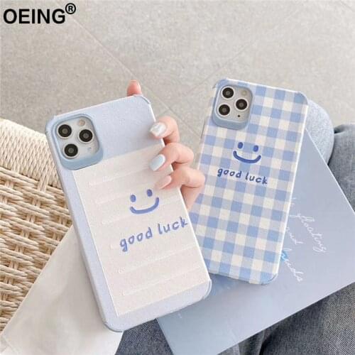 OEING Couple Smile Phone Case For Iphone 12 Pro Max Mini 11 7 8 Plus X XS Max XR SE 2020 Hot Fashion Smile Check Case Cover
