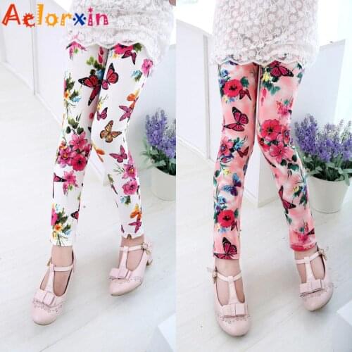Autumn Spring Children Pants Baby Leggings For Girls Colorful Print Flower Butterfly Love Baby Girls Pants School Pants Leggings