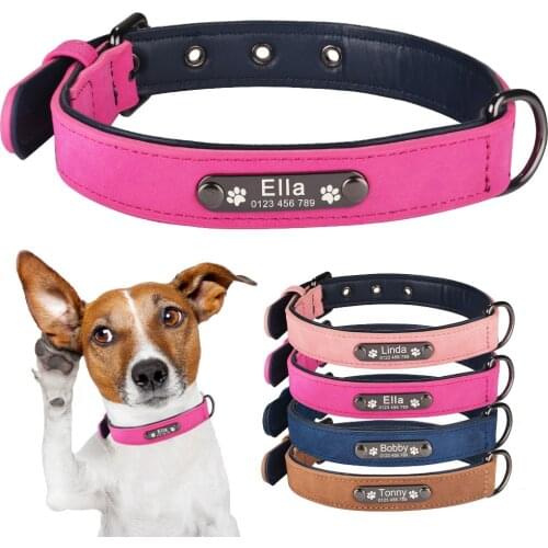 Personalized Dog Collars Customized Dog Collar with Id Tags Adjustable Size for Large Medium Small Puppies Pet Supplies Leather