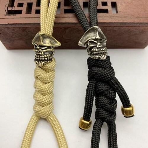 EDC Retro Paracord Beads Pirate Skull Brass Knife Pendant for Keychain Hanging DIY Accessories Umbrella Rope Knife Bead Paracord
