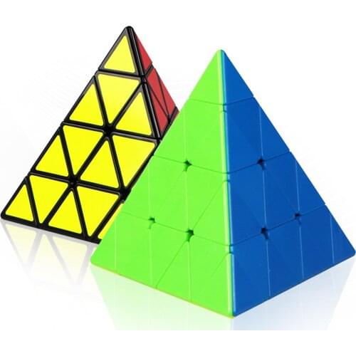 Qiyi Magic Cube 4 Layer Pyramid Mofangge Pyramid Speed Cubes 4x4x4 Black/Stickerless Education Toys