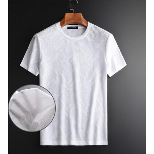 Plus Size 4xl Luxury Soft Knitted Jacquard Tshirts Summer Camiseta Masculina Slim Fit T-shirts Mens