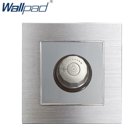 Silver LED Dimmer Switches Wallpad Wall Light Switch Aluminium Metal Panel Knob Switches Rotary Dim LED Brightness Light