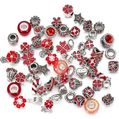 50Pcs Lot 10 Colors Assorted Large Hole Glass Muranos Spacer Charms Beads for Jewelry Making Bulk Bracelet Women DIY Crafts Gift