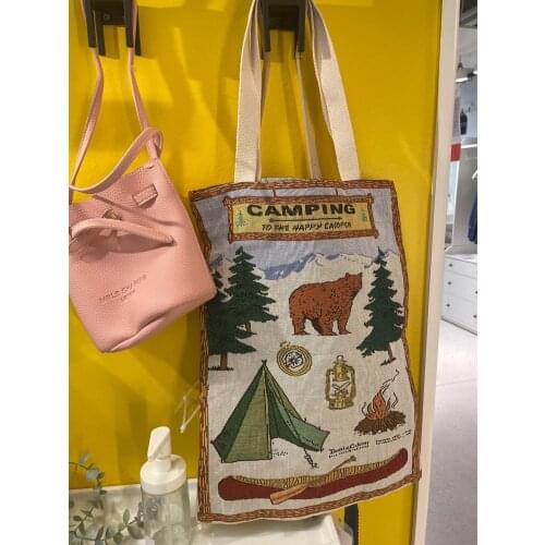 Nordisk White Bear Tote Bag Shopping Camping Print Zipper Unisex Fashion Travel Canvas Bags