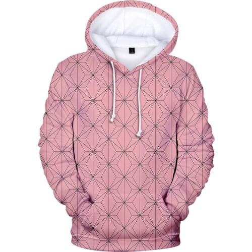 3D Demon Slayer Kimetsu no Yaiba Hoodies Men Women Sweatshirts Demon Slayer Hoodie Mens Hooded Pink Checker Peculiar All-match