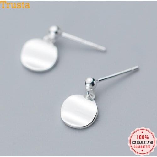 Trustdavis Authentic 925 Sterling Silver Earring Jewelry Solid Stuff Wafer 925 Stud Earrings Girls Women Fashion Gift DS1354
