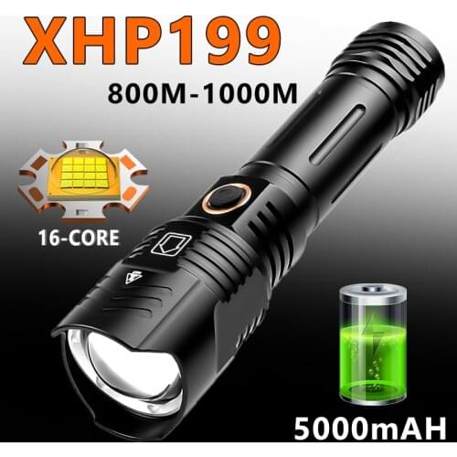 Upgrade Powerful LED XHP160 Flashlight USB Recharge Zoom Torch IP65 Waterproof 5000Mah Tactical Flash Lamp Light By 26650 /18650