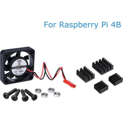 For Raspberry Pi 4 Model B Cooling Fan Quiet Mini Fan+Heat Sink Aluminum Heatsink Radiator CPU RAM LAN USB Sink Raspberry Pi 4