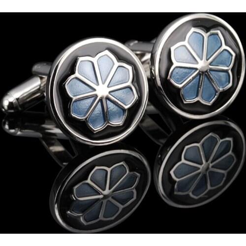 High Quality Vintage Cufflinks for Mens New Brand Men Jewelry Blue flower Cufflinks for Wedding 2016 Christmas Gift