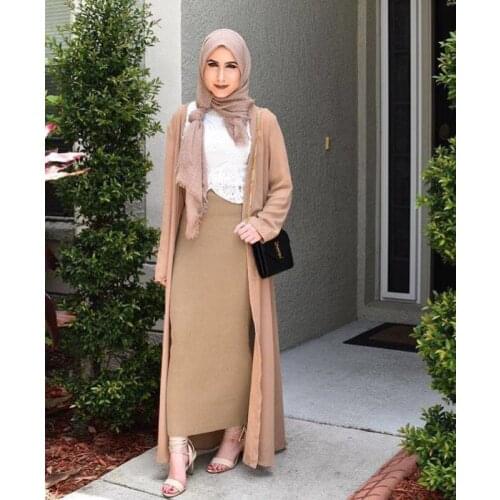 Women Pencil Skirt Cotton Casual High Waist Elastic Muslim Slim Long Skirts Bodycon Streetwear Y2k Islamic Clothing Maxi Skirts