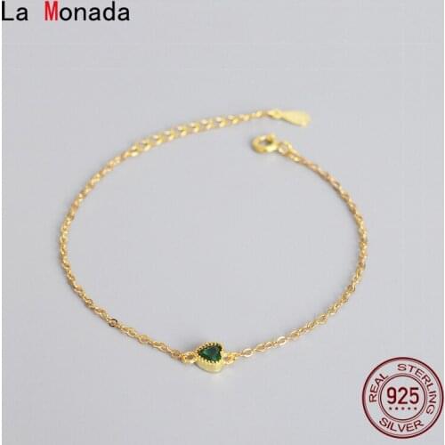 La Monada Heart Green Bracelets For Women Silver 925 Sterling Jewelry Fine 925 Sterling Silver Womens Bracelet Girls Gold