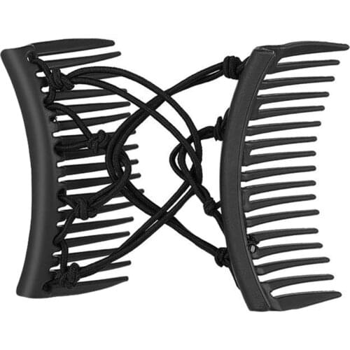 1/2Pcs Stretchy Knotted Double Comb Hair Clip Adjustable Elastic No Crease Hairpins Women Updo Ponytail Holder Barrettes