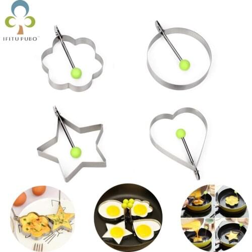 4Pcs/set DIY Multi-styling Stars heart round Omelette Poached Egg Abrasive Thick Stainless Steel Omelet Model Cooking Tools YJN