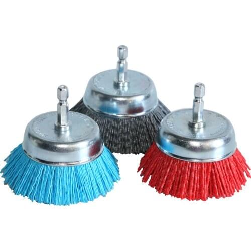 1pc 3 Inch Nylon Cup Brush Abrasive Wire Wheel Brush 1/4" shank for Drill Cleaning Polishing wood Deburring and Removing