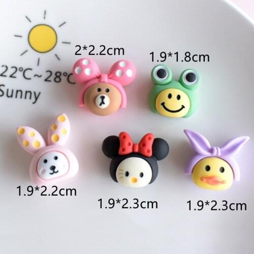 20pcs New Resin Cute Mixed Cartoon Animals Flat Back Cabochon Scrapbooking Hair Bow Center Embellishments DIY Accessories