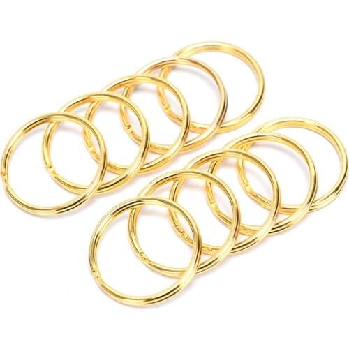 20Pcs/pack Key Chain Bag Belt Strap Buckle DIY Round Split Rings Keychain 25mm Gold Color Hole Key Ring