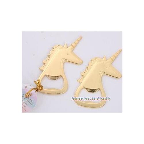 200pcs/lot Golden Unicorn Bottle Opener Wedding Gifts Party Favors Birthday Event Giveaways Anniversary Wedding Favor Gift