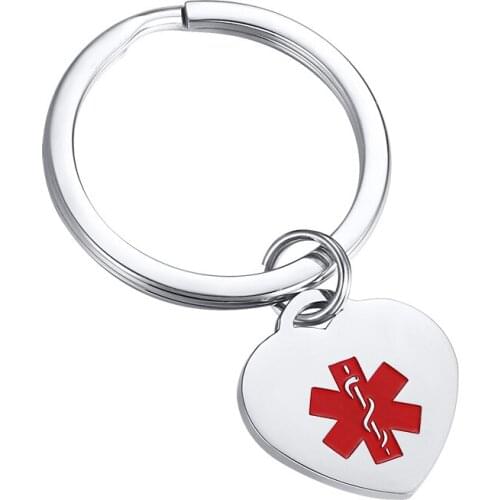 2021 Trendy Jewelry Stainless Steel Heart-shaped Medical Logo Oval Square Tag Can Be Engraved Laser Keychain And Pet Pendant