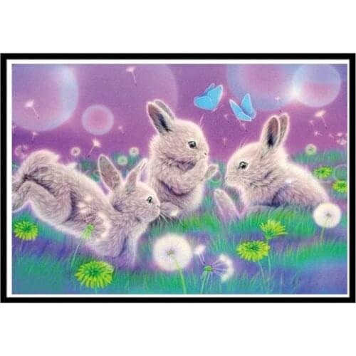 5d Magic Cube Round Drill Bedroom Cartoon Rabbit Butterfly Decoration Embroidered Drill Cross Embroidery Diamonds Picture