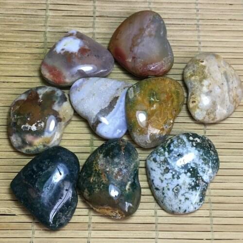 9pcs Natural Ocean Jasper Quartz Heart-shaped Gem Madagascar