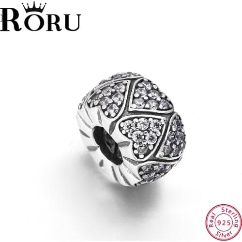 925 Sterling Silver Charm Beads Black Vintage Retro for Women Bracelet Necklace Fashion Jewelry S925 Heart Shape Beads