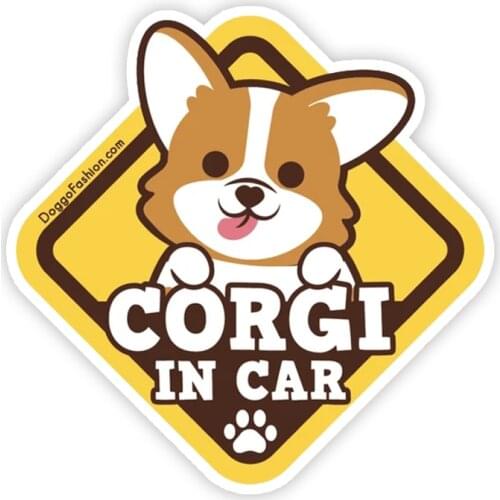 A0133# Corgi In Car 13 cm/17 cm Self-adhesive Decal Car Sticker Waterproof Auto Decors on Bumper Rear Window Laptop