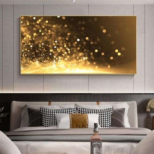 Abstract Black and Gold Canvas Painting Scandinavian Posters and Prints Nordic Modern Wall Art Picture for Living Room Decor