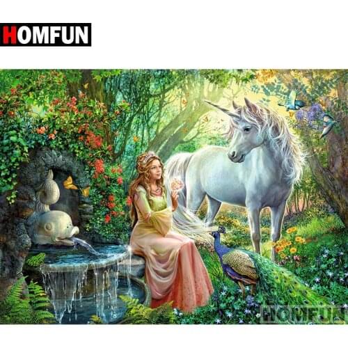 HOMFUN Full Square/Round Drill 5D DIY Diamond Painting "Unicorn Princess" Embroidery Cross Stitch 5D Home Decor Gift A06900