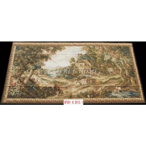 Free Shipping 6.5'x13.1'Handmade wool aubusson tapestry gobelin carpet, wall hanging tapestry wool tapestry paintings