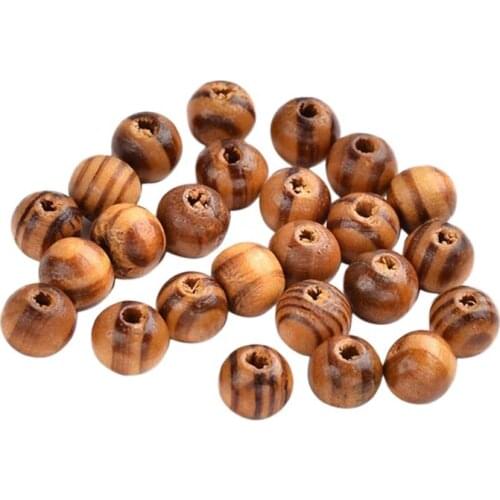 300 Pcs 6mm Pine Wood Beads Natural Patterned Wooden Decoration Beads for Bracelet Jewelry Making Craft