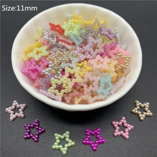 100pcs/Lot 11mm STARS Shape Beads Imitation Pearls Flatback For Art Scrapbooking Wedding Decoration Beads For Jewelry Making
