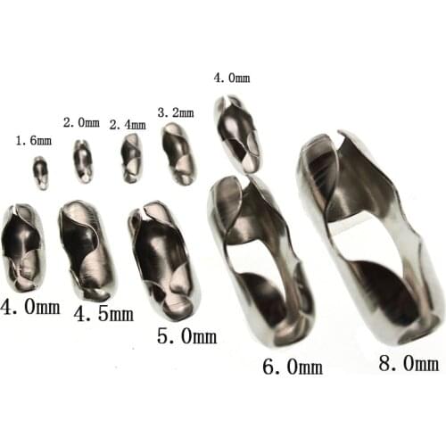 Stainless Steel Beaded Ball Chain Necklace Jewelry Connector Clasps Fit for 1.6 2.4 3.2 4 6 8 10 mm End Crimp Ball Beads Chains