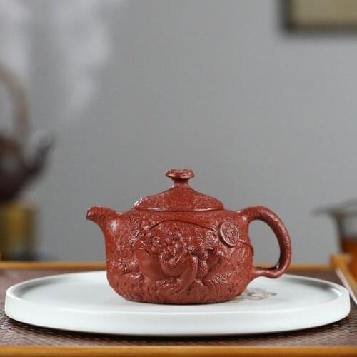 Zisha teapot, handmade Golden Toad, supplied to the west of the spring mine, Dahongpao Zisha teapot, tea set 260cc