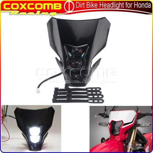 For Honda 250R CRF450L CRF450XR 2019-2020 Motorcycles Black Universal Dirt Bike Headlight 12V LED Lighting Front Headlamp
