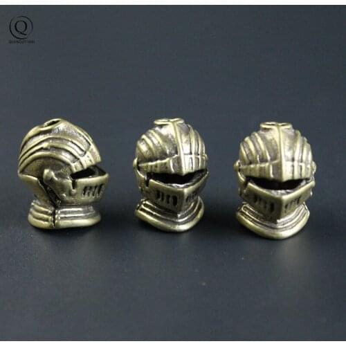 Samurai Face Helmet Brass Knife Beads DIY Key Chain Lanyard Pendants Jewelry Handmade Umbrella Rope Hanging Jewelry EDC Outdoor