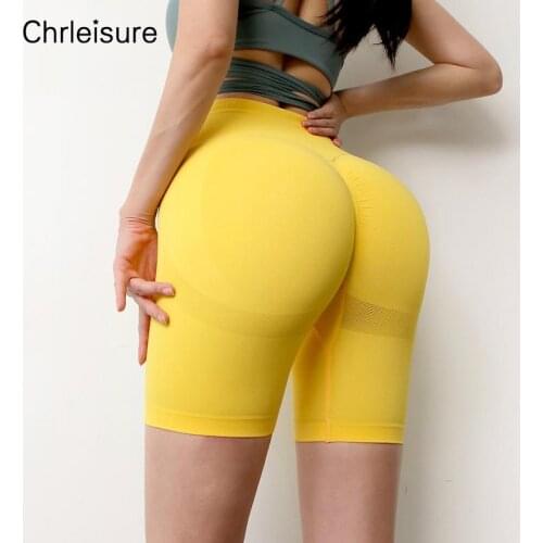 CHRLEISURE Seamless Fitness Short Leggings Sexy Women Bubble Butt Push Up High Waist Sports Tight Woman Workout Leggings Pants