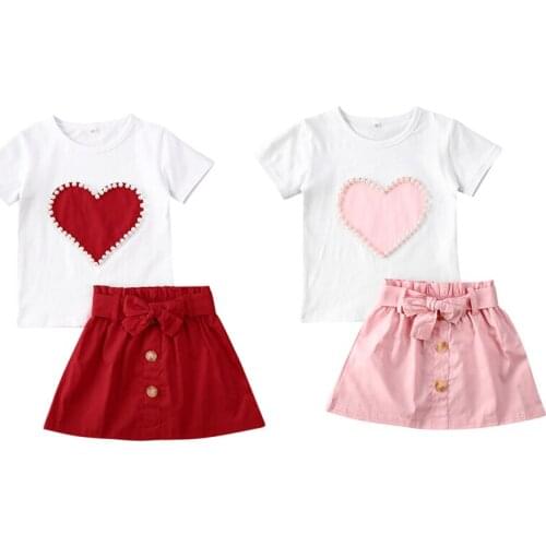 UK Summer Toddler Kids Baby Girls T-shirt Top Skirts Casual Party Outfit Clothes