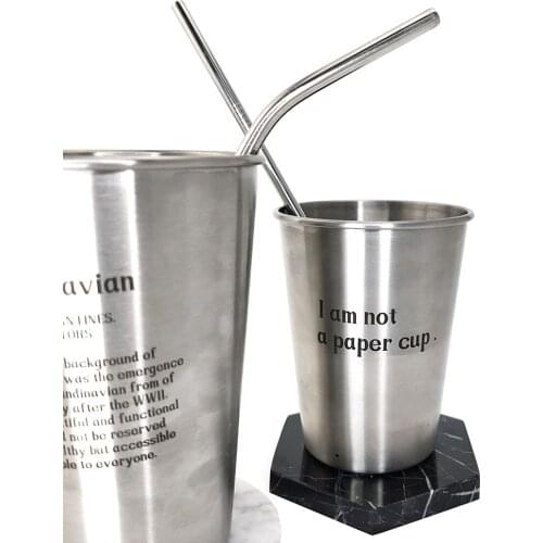 Reusable Drinking Straw Set Straight Bent 304 Stainless Steel High Quality Metal Straw With Cleaner Brush Bar Accessories