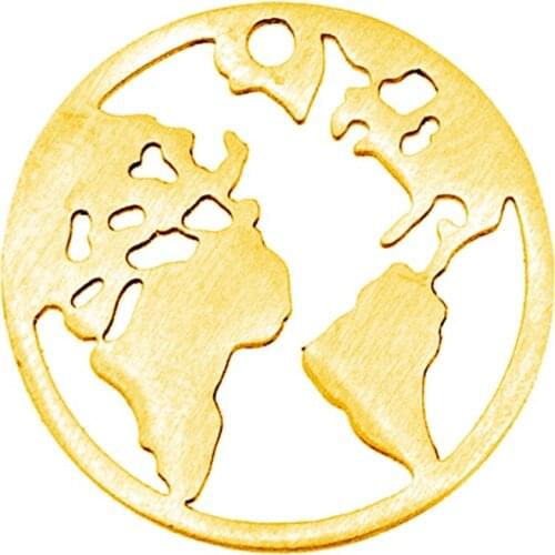 Risul 10pcs Stainless Steel Globe World Map Necklace pendant For Women Men Earth Day Wanderlust Choker Collares charms
