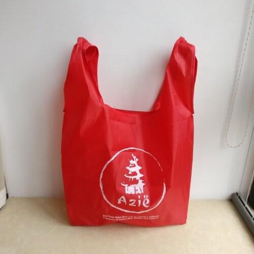 Wholesale 1000pcs Manufacturer Recycled 210D Polyester Foldable Shopping Bag customized eco promotional shopping tote with logo
