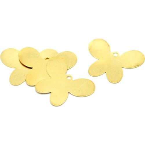 10Pcs Pendants Butterfly Blank Stamping Tags Copper Brass Tone Jewelry Diy Findings Charms 26X20mm