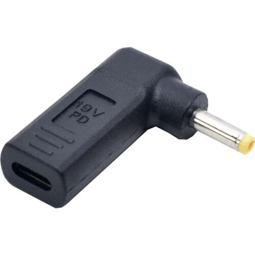 Right Angle 90 Degree Type-C Typc C USB Female To 4.0*1.7mm DC Converter PD Function Notebook Laptop Power Charging Connector