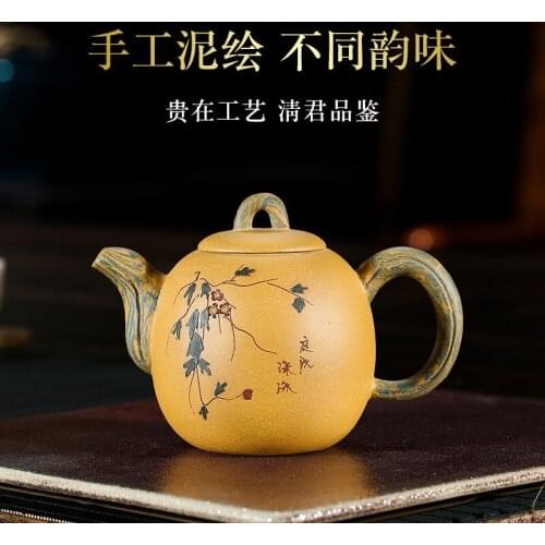 Recommended undressed ore section of mud small and pure and fresh tea pure manual mud painting craft flower pot
