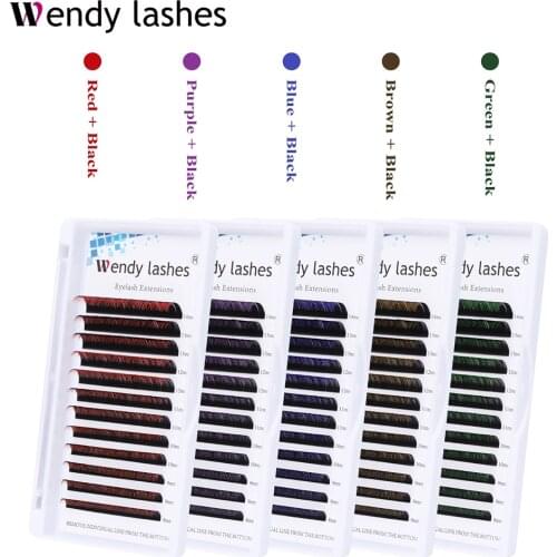12 Rows Colorful Individual Eyelash Extension Faux Mink False Eye Lashes Blue/Purple/Red Classic Eyelash Extension Premium Cils