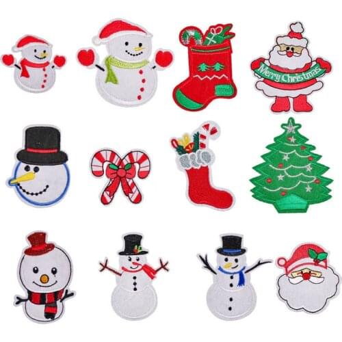 Christmas Snowman Christmas Tree Elderly Embroidered Cloth Stickers Clothing Accessories Badge Patch