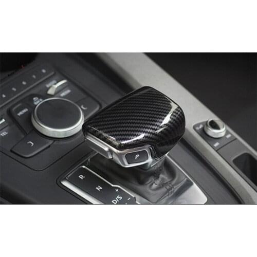 Yimaautotrims Stall Gear Shift Head Knob Interior Cover Trim 1 Pcs Fit For Audi Q7 2016 2017 2018 2019 ABS Carbon Fiber Look