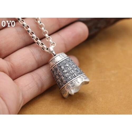 S990 pure silver pendant men and women vintage Thai silver personality Shurangama mantra couple pendant