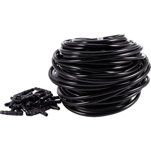 20M 4/7Mm Hose Garden Water Micro-Irrigation Pipe With 20 Pcs Tee Connectors Gardening Lawn Agriculture Sprinking Drip Tube