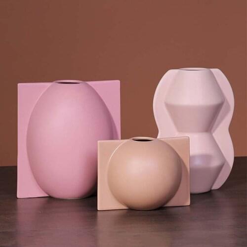 Nordic Simplicity Ceramic Flower Vase Fairy Garden Decoration Ornament Living Room Display Flower Arrangement Art Vases Crafts